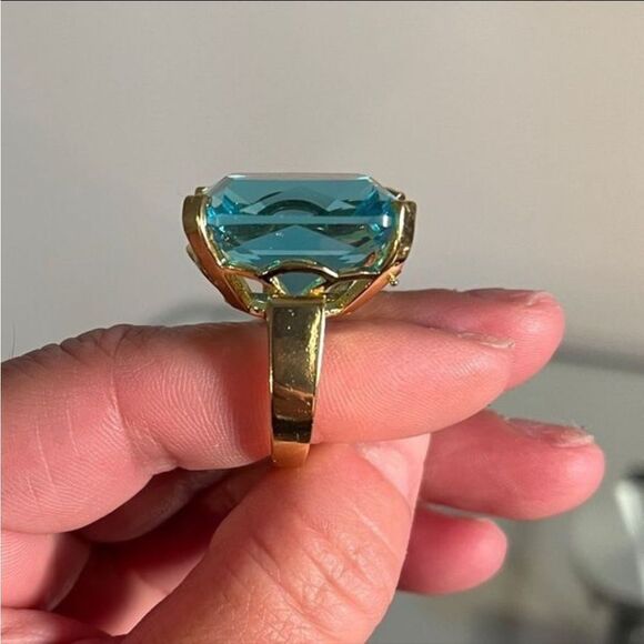The Neptune Cocktail Ring 14k yellow gold plating over 925 Silver sz 10 - Picture 7 of 10